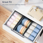 DIMJ Drawer Organizer Clothes - Underwear Organizer Small Sock Organizer Closet Organizers and Storage Box Dresser Drawer Dividers for Baby Clothes,Bra,Socks, Belt, Tie, Set of 6,Grey