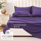 Love's cabin Queen Comforter Set Dark Purple, 7 Pieces Queen Bed in a Bag, All Season Bedding Sets with 1 Comforter, 1 Flat Sheet, 1 Fitted Sheet, 2 Pillowcase and 2 Pillow Sham