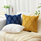 decorUhome Spring Euro Sham Throw Pillow Covers 26x26 Inch Set of 2, Soft Plush Faux Fur Wool Dark Blue Couch Pillow Covers, Decorative Neutral Pillow Cases for Bed Sofa Living Room Home Decor