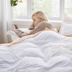 Bedsure Bright White Oversized King Duvet Cover - 3 Pieces Prewashed Cotton-Like Polyester Extra Soft Bedding Set, Includes 1 Duvet Cover 120''x98'' with Zipper Closure & 2 Pillow Shams, No Comforter