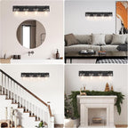Espird Bathroom Vanity Light, 4 Light Matte Black Light Fixture with Thickened Seeded Glass Shade, 30 inch Modern Wall Sconce,Vanity Lights Over Mirror for Bathroom