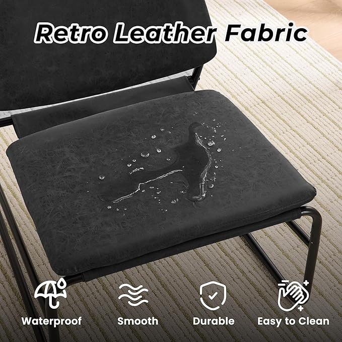 DAICO Modern Accent Chair Waterproof Armless Sling Accent Chairs Comfy Upholstered Side Sitting Chairs with Metal Frame for Living Room Bedroom Balcony Garden, Faux Leather, Black