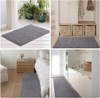 Waffle Bath Mat, Boho Bathroom Rugs Non Slip Washable Super Absorbent Quick Dry Bath Mat Farmhouse Bathroom Decor, 24"x16" Grey