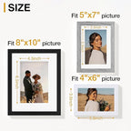 Vittanly Picture Frames Set of 10, Picture Frames Collage Wall Decor with Two 8x10, Four 5x7, and Four 4x6 Photo Frames, Gallery Wall Frame Set for Wall or Tabletop Display, Black, Grey and White