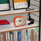 JONES CLOCKS® Film Desk Clock | Retro Rectangular Design | Orange | Retro Design, Blending mid Century Style with a Punchy Modern Finish for Shelf, Table, Mantel or Bedside