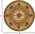Rugs.com Chateau Collection Rug – 7' Round Green Medium Rug Perfect for Kitchens, Dining Rooms