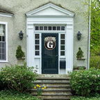 Circular Surname Front Door Welcome Sign - 26 Letter House Wreath, Front Porch Decorations, Year-Round Home Decor (G)