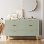 GarveeHome Green Dresser, Modern 6 Drawer Dresser for Bedroom with Gold Handle and Large Drawer, Wood Double Chest of Drawers and Storage Organizer for Living Room, Hallway, Entryway