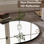 GLSLAND 35x78 inch Arched Full Length Mirror - Aluminum Alloy Frame Floor Mirror with Stand High Definition-Full Body Mirrors for Bedroom or Living Room,Black