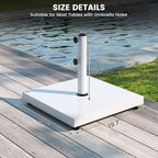 Sundale Outdoor Umbrella Base 42lbs with Stainless Steel Umbrella Tube, Heavy Duty Square Metal Built-in Cement Umbrella Stand, White