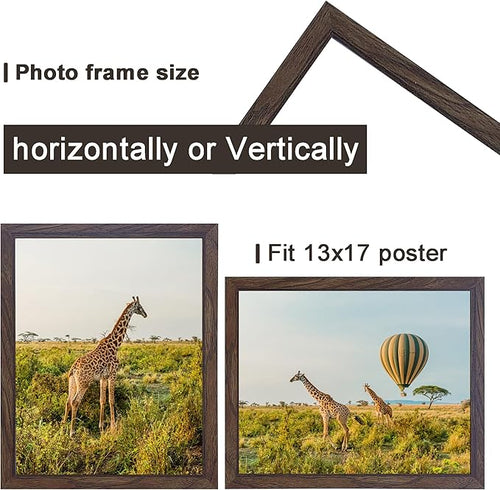 13x17 Picture frame Set of 3, wooden frame walnut for 13 x 17 Inch Picture Poster Photo with Durable Shatter Resistant Plexiglass,Wall Gallery 13 by 17 frame for Wall best gift