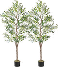 VECELO Artificial Olive Tree, 5FT Faux Olive Trees, Fake Silk Plant for Indoor Outdoor Home Office Decor, 2 Pack