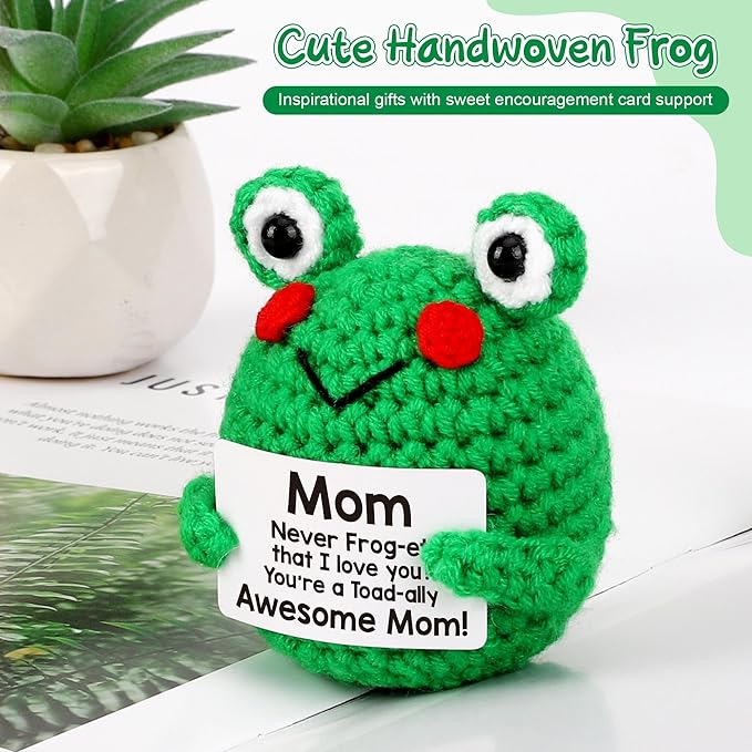 LEJIAJINW Birthday Gifts for Mom Christmas, from Daughter Son, Mom Christmas, Mother in Law Birthday or Mothers Day for Mommy Mama, Funny I Love You Gift Mini Handmade Frog Stuff
