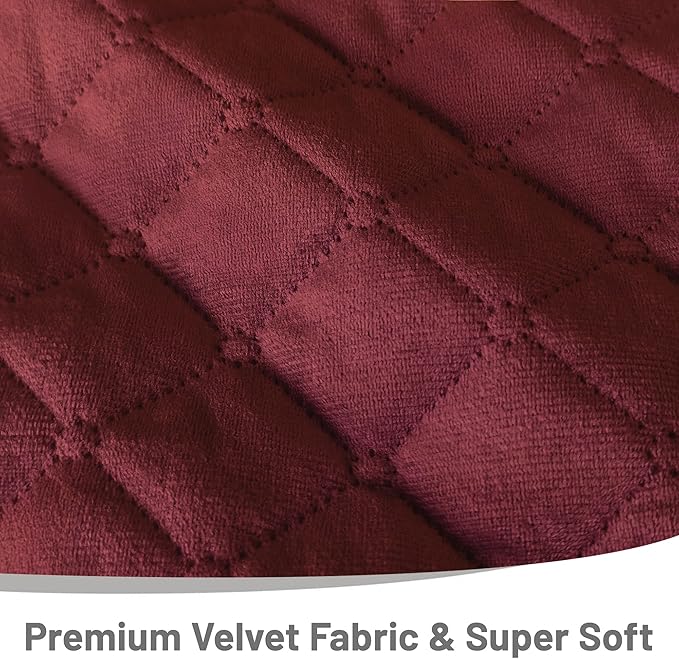 Reclining Sectional Couch Covers Velvet L Shape Recliner Sofa Middle Console Cover for Dogs Pets Washable Anti Slip 1 Additional Recliner Center Console Slipcovers (1 Console, Wine Red)