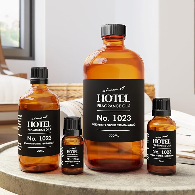 AirScent Hotel Diffuser Oil No. 1023 Inspired by The Baccarat Hotel Scent - Love Affair Fragrance Oil for Ultrasonic and Waterless Diffusers and Crafting - 120 mL, 4 fl oz Glass Bottle with Dropper