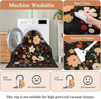 U'Artlines 8x10ft Vintage Floral Area Rug Machine Washable Ultra Soft Low Pile Non Slip Non Shedding Accent Floor Carpet for Living Room, Bedroom, Dining Room, Office (Black Green)