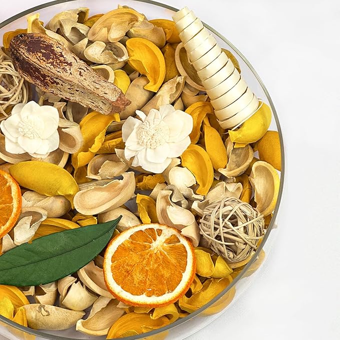 Qingbei Rina Spring Potpourri,Lemon Scented Potpourri Bowl Filler Dried Flowers,Home Fragrance Sachet of Petal, Vase Filler Decor.Bulk14 oz(Yellow)