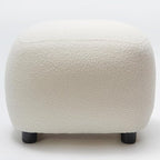 KINWELL Round Boucle Upholstered Ottoman Chair, Footstool with Soft Padded Seat, Fully Assembled Modern Sofa Couch Footrest, Extra Seating for Bedroom Entryway, Beige(18.5" D x 23" W x 16.5" H)