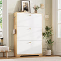 Nicetree Shoe Storage Cabinet for Entryway, Morden Shoe Cabinet, Freestanding Shoe Rack Cabinet, Hidden Shoe Dresser for Hallway,Foyer, Natural Oak and White