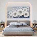 Pogusmavi Blue Dandelion Large Canvas Wall Art - 29x58IN for Living Room & Bedroom