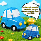Positive Funny Crochet Car, Emotional Support Mini Handmade Crochet Gift, Inspirational Birthday Gifts for Men Women Friends Boyfriend Dad Coworker, Blue
