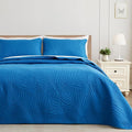 Exclusivo Mezcla Queen Quilt Bedding Set, Lightweight Royal Blue Quilts Queen Full Size for All Seasons, Soft Microfiber Bedspreads Coverlets Bed Cover with Leaf Pattern, 3 Piece