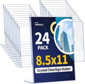 Annecy Sign Holder 8.5 x 11, 24 Packs Sign Stand for Display, L Shape Plastic Clear Sign Holder 8.5x11 Standing Vertical Menu Flyer Holder, Frames Table Signs for Stores, Restaurants, Hotels, Office