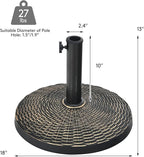 Tangkula 27 lbs Round Resin Patio Umbrella Base, Heavy-Duty Outdoor Umbrella Stand W/Adjustable Knob, All-Weather Resistance, Rattan Design, Suitable for Poolside, Yard, Street, Easy Assembly