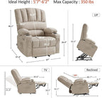 MCombo Large Power Lift Recliner Chair for Elderly, Lift Chair with Heat and Massage, 3 Positions, USB Charge Ports, Cup Holders, Fabric 7099 (Large, Beige)