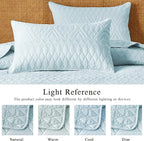 akkialla Full/Queen Size Quilt Bedding Set,Sky Blue Lightweight Microfiber Soft Bedspread,Modern Style Geoetric Pattern Coverlet Set for All Seasons,3 Piece(1 Quilt,2 Pillow Shams)