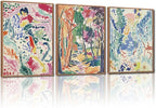 CHDITB Matisse Gallery Framed Canvas Wall Art Set, Large Museum Exhibition Wall Decor, Abstract Matisse Garden Wall Painting, Modern Aesthetics Forest Art Prints For Living Room Bedroom Office 16"X24"
