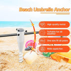 Umbrella Stand Outdoor Base, Heavy Duty Beach Umbrella Sand Anchor 17 Inches Metal No Dig Ground Umbrella Holder, Christmas Tree Stand Base（White）