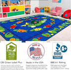 KIDCARPET.COM Turtle Circle Time Rectangle Classroom Rug | Bordered Area Rug for Preschool Daycare Learning, 7'6" x 12'