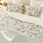 Whale Flotilla Reversible Printed Quilt King Size, Extra Soft Boho Floral Leaf Bedspreads for Bed Lightweight King Quilt Bedding Set Coverlets with 2 Pillow Shams for All Seasons, White Bone