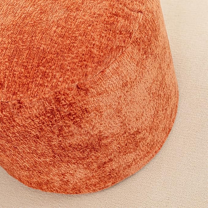 Round Boucle Pouf Ottoman Modern Foam Filled Foot Rest Multifunctional Foot Rest Coffee Table Floor Pouf Seat for Living Room Bedroom Orange
