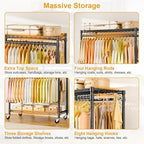 P5 Plus Rolling Clothes Rack Heavy Duty, Clothing Racks for Hanging Clothes, Metal Garment Rack with Wheels, 3-Tier Portable Closet Rack 45'' W × 20.5'' D × 80.5'' H, Max Load 660 Lbs, Black