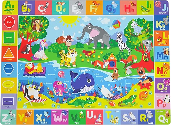 Baby Play Mat for Floor, Non-Slip Playmat for Toddlers & Infants, Extra Thick Large Padded Educational ABC Kids Rug for Crawling & Playing Super Soft Plush Surface to Keep Safe(60"x80")