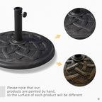 Outsunny 22" 42 lbs Round Resin Umbrella Base Stand Market Parasol Holder with Beautiful Decorative Pattern & Easy Setup, for Φ1.5, Φ1.89 Pole, for Lawn, Deck, Backyard, Garden, Bronze