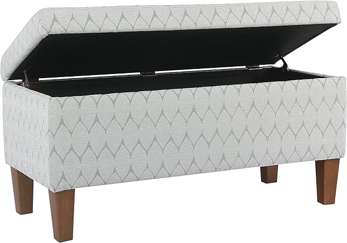 HomePop Textured Large Decorative Storage Bench, Gray and Brown, 36 x 16 x 18 inches