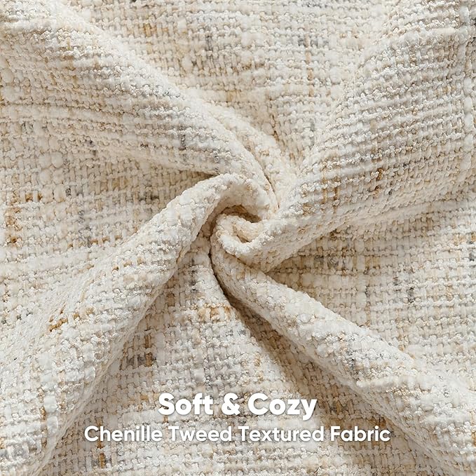 FUTEI Cream Decorative Throw Pillow Covers 12x20 Inch Set of 2,Soft Chenille Tweed Textured Lumbar Pillow Case,Modern Home Decor for Couch Bed Living Room