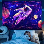 NYZE Astronaut Space Tapestry for Bedroom, Glow in the Dark Room Decor Wall Tapestries, Cool Galaxy Planet Wall Hanging, Wall Hanging for Men Guys Gamer Room Dorm Living Room 79in×59in