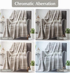 WRENGONGE Taupe Throw Blanket, 60x80 Soft Cozy Striped Throw Blankets for Couch, Sofa, Bed, Travel, Lightweight Fluffy Warm Plush Decorative Blankets for Women, Men Gift