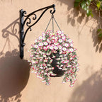Artificial Hanging Flowers for Outdoors, 4 PCS UV Resistant Faux Plants Silk Realistic 150 Morning Glory Each Vines, Fake Plastic Floral for Garden Patio Spring Summer Decor, Pink