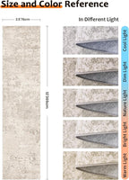 Art&Tuft Non-Slip Runner Rug - 2.5x12 Runner Rug Washable Low-Pile Rugs Runners, Soft Distressed Carpet Runner for Bedroom Bathroom Kitchen Laundry Living Room, Beige