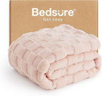 Bedsure GentleSoft Pink Throw Blanket for Couch - Checkered Fleece Blankets Gifts for Women Men Girls, Cute Soft Cozy Throw for Bedroom Home Decor Gifts, 50x60 Inches