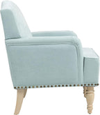 KEIKI Modern Accent Chair for Living Room and Bedroom,Upholstered Fabric Club Chair with Nailhead Trim, Solid Wood Frame, Retro Wooden Legs, Single Sofa Chair for Lounge and Reading