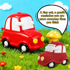 Positive Funny Crochet Car, Emotional Support Mini Handmade Crochet Gift, Inspirational Birthday Gifts for Men Women Friends Boyfriend Dad Coworker, Red