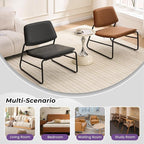 DAICO Modern Accent Chair Waterproof Armless Sling Accent Chairs Comfy Upholstered Side Sitting Chairs with Metal Frame for Living Room Bedroom Balcony Garden, Faux Leather, Black