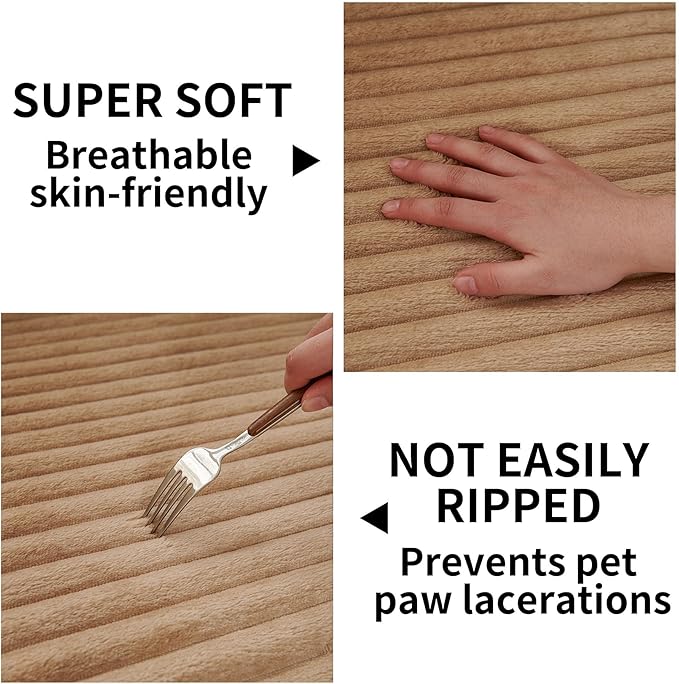 HAOMAIJIA Waterproof Couch Cover for Dogs Washable,Faux Fur Pet Couch Covers for Sofa,Soft Dog Bed Cover Non-Slip Couch Covers for 3 Cushion Couch Sofa Pet Friendly (Khaki, 35" x 95" 1 Pack)