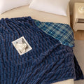 Sophia & William Ruched Faux Fur Throw Blanket for Couch - Luxury Lightweight Plush Fuzzy Cozy Soft Blankets, Blue, 50" x 60"